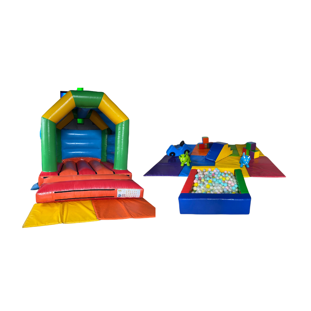 Rainbow Bouncy Castle & Colour Burst Soft Play Package