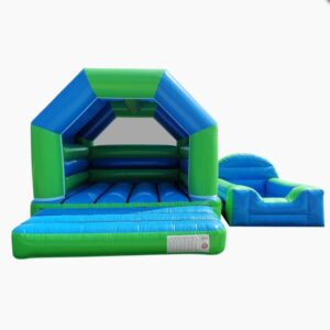green and blue bouncy castle package