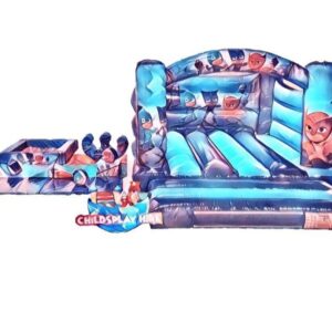 blue bouncy castle