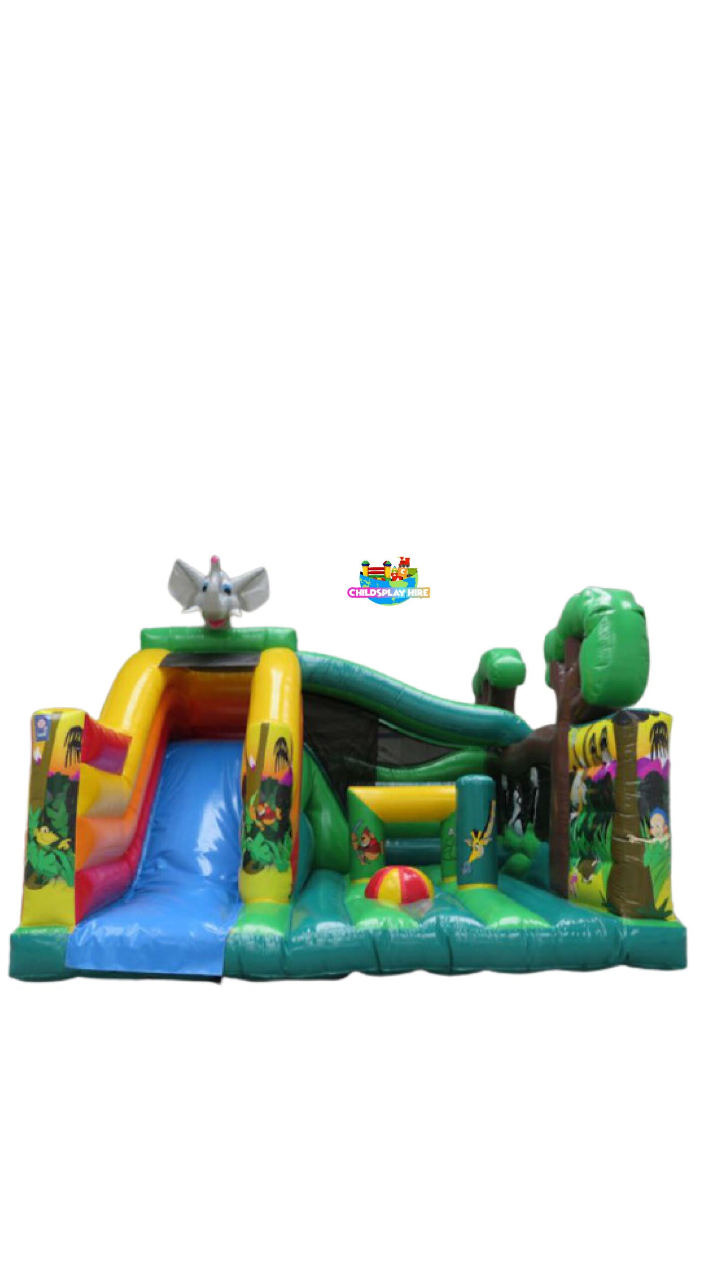 jungle play and slide bouncy castle
