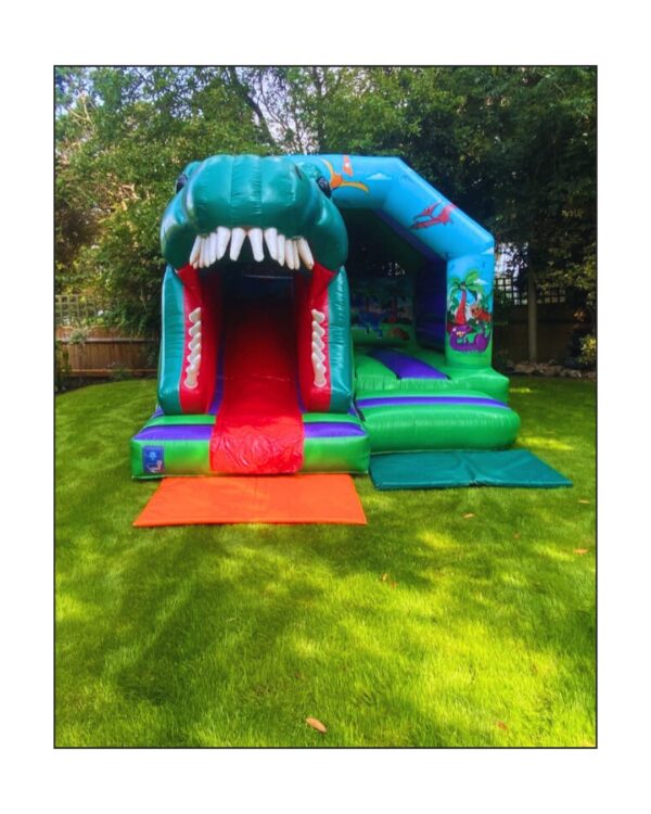 Dinosaur front slide bouncy castle