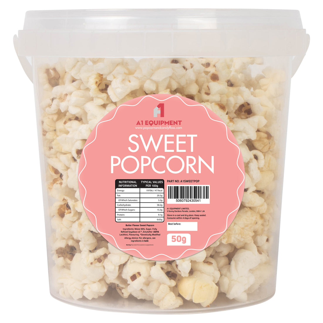 Pre-filled Popcorn Tubs 50g