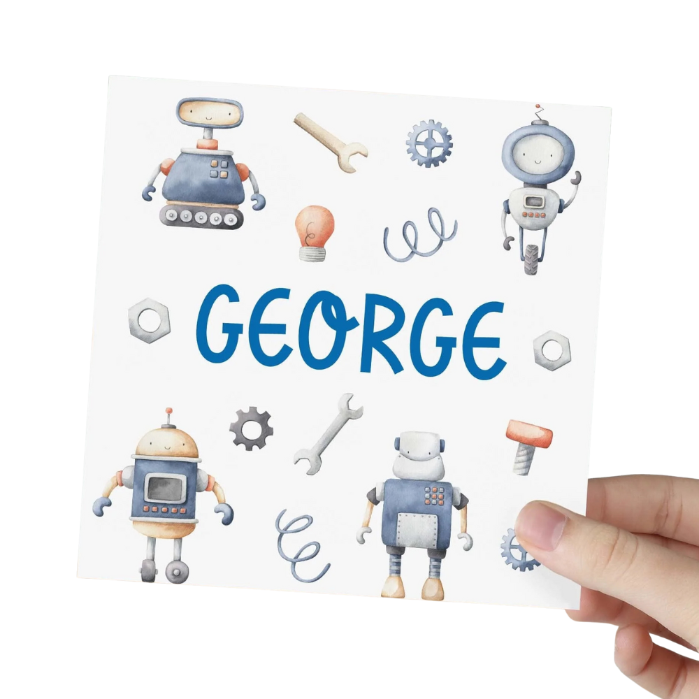 Birthday Cards Personalised Robot Card