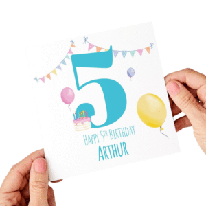 Birthday Cards Personalised Number Blue 5 Birthday Card