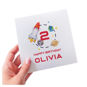 Birthday Cards Personalised Rocket and Planets Birthday Card