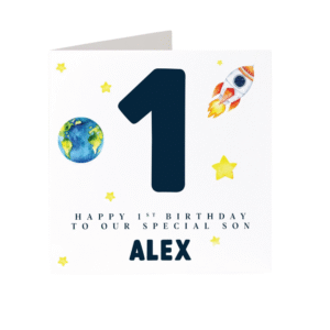 Birthday Cards Earth and rocket personalised birthday card