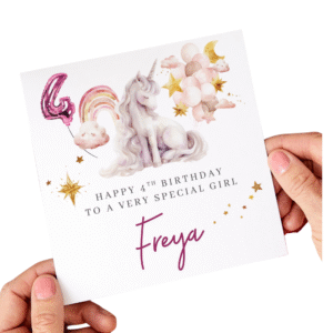 Birthday Cards Personalised Rainbow Themed Unicorn Birthday Card