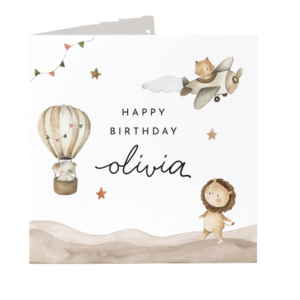 Birthday Cards Cute Beige Personalised Happy Birthday Card