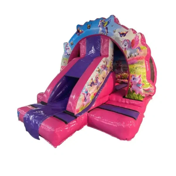 Curved unicorn bouncy castle hire