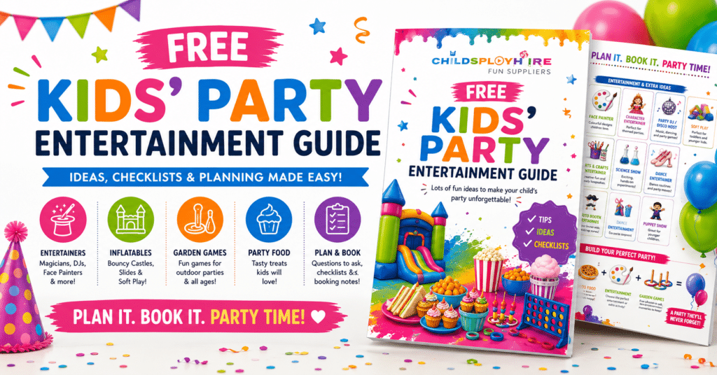 Free Kids’ Party Entertainment Guide. Image generated by AI