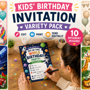 Variety Birthday Invitations. Image generated by AI