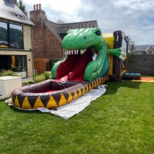 Twin Water Slide Dino Bouncy Castle Hire