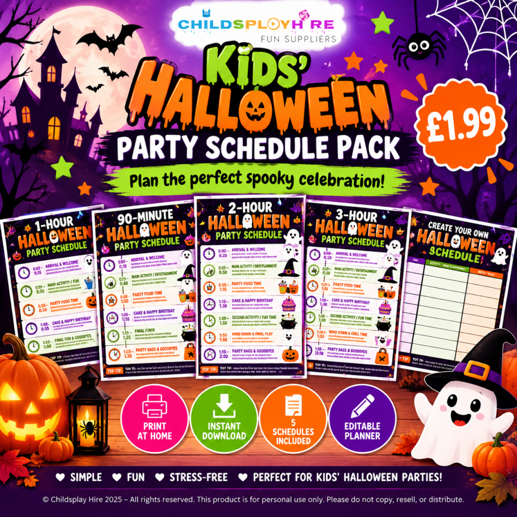 Halloween Party Schedule. Image generated by AI