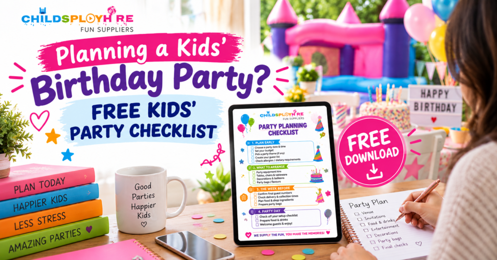 Childsplay Hire FREE Party Planning Checklist. Image generated by AI