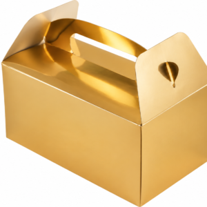 Metallic gold party box. Image generated by AI