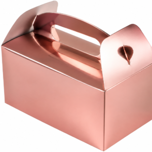 Metallic rose gold party box. Image generated by AI